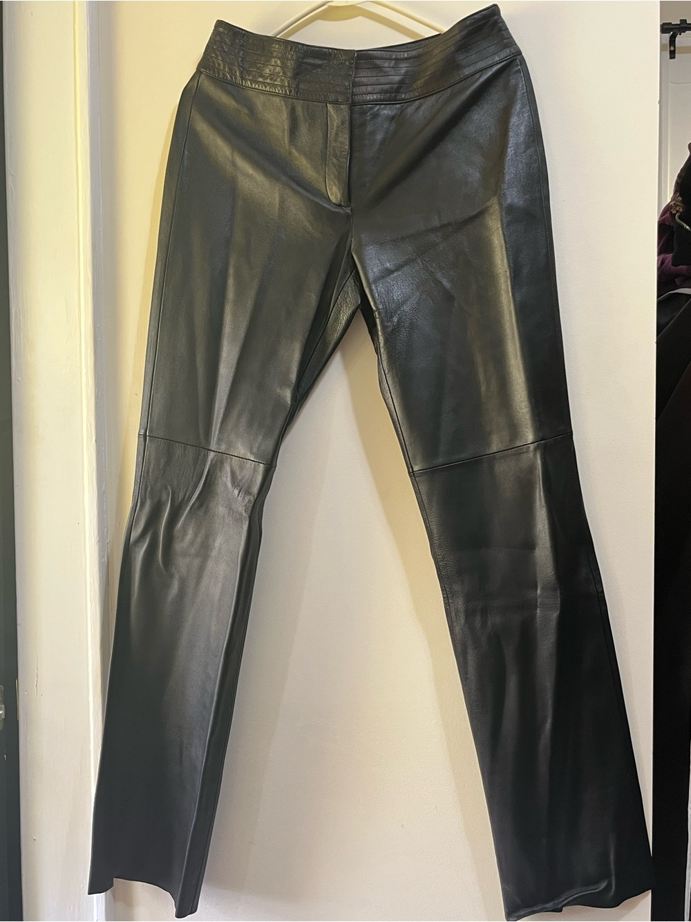 Genuine Black Leather Straight-Leg Pants Size 4